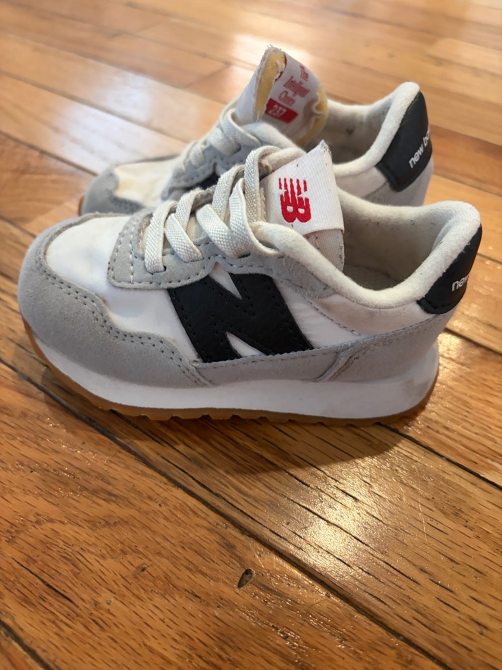 New Balance Kids White, Gray & Black Classic Sneakers 6T